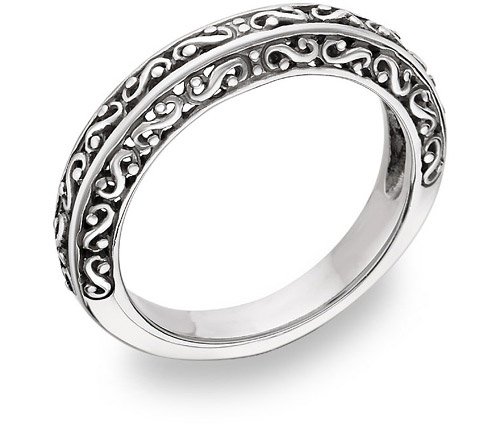 Paisley Filigree Wedding Band, 14K White Gold