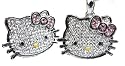 Hello Kitty Swarovski Crystal Diamante Designer Style Necklace & Ring Set W/pink Bow By Jersey Bling ships in Gift Box