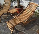 SET 2St�ck Sonnenliege Liegestuhl Gartenliege Gartenm�bel Lounge mit 1x Tisch Holz 