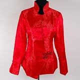 Chinese Embroidered Shirt Blouse Red Available Sizes: 0, 2, 4, 6, 8, 10, 12