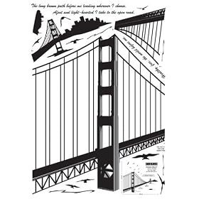 Easy Instant Decoration Wall Sticker Decal - Golden Gate Bridge Silhouette