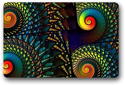 DONGMEN Stained Glass Outdoor/Indoor Rug/Doormat 18" x 30" Rubber Backed Non-slip Entrance Mat/Doormat Floor Mat