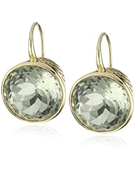 Ray Griffiths 18k Yellow Gold Large Round Green Amethyst Hook Earrings