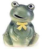 ★ギフト包装承ります★ りぼん蛙　貯金箱　5号　【信楽焼 置物】 　/ お楽しみグッズ(キッチン用品)付きセット