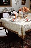 Luxury Damask Design Tablecloth Beige 60 by 120 Oblong / Rectangle