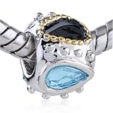 Beads March Birthstone Droplet European Love Heart - Pandora Bead & Bracelet Compatible