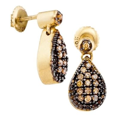 Cheap Girls Jewelry 0.20CTW-DIA COGNAC EARRINGS For Sale