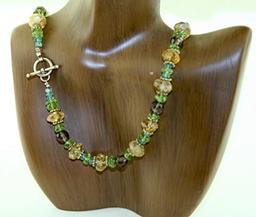 Citrine Apatite Peridot Smoky Quartz Bead Necklace