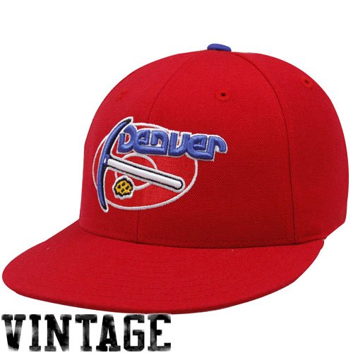 Mitchell & Ness Denver Nuggets Red Vintage Logo Fitted Hat (7 1/8)