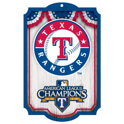 MLB 2010 Texas Rangers ALCS Champ 11-by-17 Wood Sign 