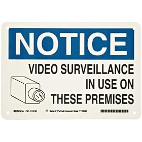 Brady 116195 10" Width x 7" Height B-563 Plastic, Blue And Black On White Color Sustainable Safety Sign, Legend " Notice Video Surveillance In Use On These Premises": Industrial &amp; Scientific