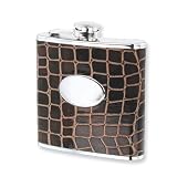 Brown Faux Leather Stainless Steel 6oz Hip Flask