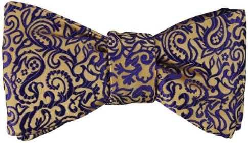 Gold Abstract Medieval Paisley Bow Tie by Penrose