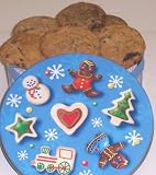 Gourmet Food : Scott's Cakes 1 lb. Brownie Chunk Cookies in a Christmas Cookie Tin