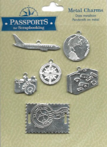 World Travel Theme Metal Charms for Scrapbooking 