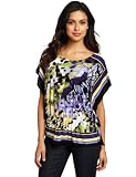 AGB Womens Print Ity Scarf Top With Flutter Sleeves and Peplum Cut