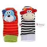 幼児赤ちゃんの柔らかい足の靴下1足は、発達のおもちゃの子犬＆ふくらはぎをガラガラ - 子犬