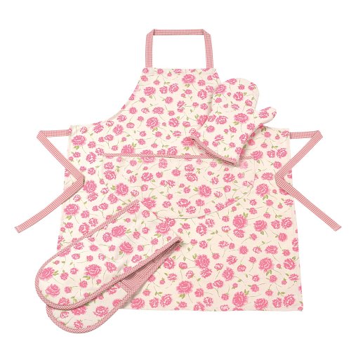 Rushbrookes Floral And Checks Double Oven Glove