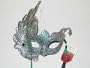 Venetian Carnival Masquerade Mask/ One Wing Butterfly with Swarovski Crystals/Green and Silver