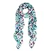 Elegant Pink Floral Print Fragment Fashion Scarf Wrap, Light Blue