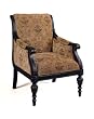 Salzburg "Umber Black rub-through" Scroll Back Accent Chair w/Antique Tapestry Fabric