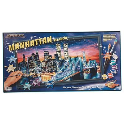 Schipper 9220 369 - Malen nach Zahlen Manhattan bei Nacht; 40x80cm