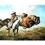 Buffalo Hunt Native American Indian Art Poster Print - 20" X 16"