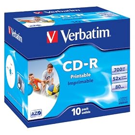 Verbatim 43325 CD-R Printable 52x 10pack, Individually cased