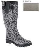 Capelli New York Shiny Baby Leopard Printed Ladies Tall Sporty Rubber Rain Boot