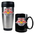 New York Red Bulls MLS Stainless Steel Travel Tumbler and Black Ceramic Mug Set - Primary Team Logo by Great American Products