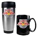 New York Red Bulls MLS Stainless Steel Travel Tumbler and Black Ceramic Mug Set - Primary Team Logo by Great American Products