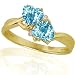 10k Yellow Gold Blue Topaz and Diamond Heart Ring (.02 cttw, I-J Color, I1 Clarity)