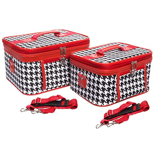 World Traveler Houndstooth Collection Cosmetic Train Case (2 piece set)