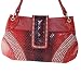 Blue Elegance Red Faux Crocodile Handbag Studded Red Bag