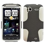 Grey White 2 in 1 Hybrid Rubber Plastic Skin Case Cover for HTC Sensation 4g /T-mobile
