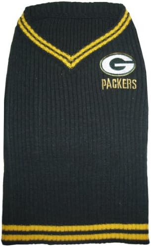 Pets First GBP-4012-LG Green Bay Packers V-Neck Dog Sweater, Large