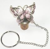 Pink Jeweled Butterfly Cork Wine Bottle Stopper with Neck Ring