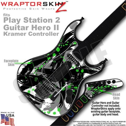 Abstract 02 Green Skin by WraptorSkinz TM fits PS2 Guitar Hero II ( 2 ) Kramer Guitar Controllers (GUITAR NOT INCLUDED)