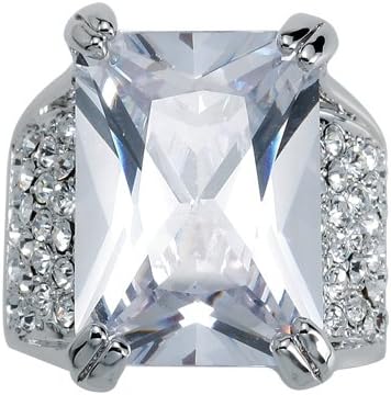 Large Elegant White Gold CZ Cocktail Ring by VictoriasJewelry