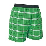 Kelly Green and White Tartan Plaid Check Cotton Flannel Plaid check boxers boxer shorts available in 3 Youth sizes exposed waist false fly