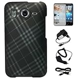 Matte Black with Silver Plaid Design Protective Rubberized Crystal Hard Cas ....