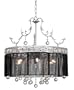 Crystal and Black 6-Light Halogen Chandelier