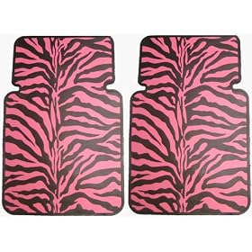 Front Car Truck SUV Rubber Floor Mats - Pink Zebra Animal Print