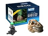 Hydor Deco Bone Collection Aquarium Ornament, T-Rex Skull with Ario 2 Moonlight, Green Air Bubbles