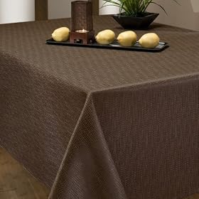 Benson Mills Pebbles Fabric Tablecloth, Chocolate, 52-Inch-by-70-InchPebbles Tablecloth