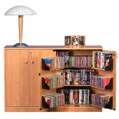 Venture Horizon Basic Double Wide CD/DVD Media Storage Cabinet in Multiple Finishes - Oak