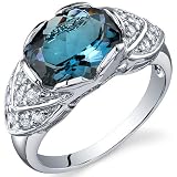 Classy Brilliance 3.00 carats London Blue Topaz Cocktail Ring in Sterling Silver Rhodium Finish Available in Size 5 thru 9