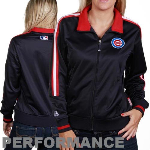 Majestic Chicago Cubs Ladies Navy Blue Therma Base Performance Track Jacket (Large)
