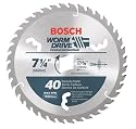 Bosch WD740B10 Worm Drive 7-1/4-Inch 40-Teeth ATB Finishing Saw Blade with 13/16-Inch Diamond Knockout