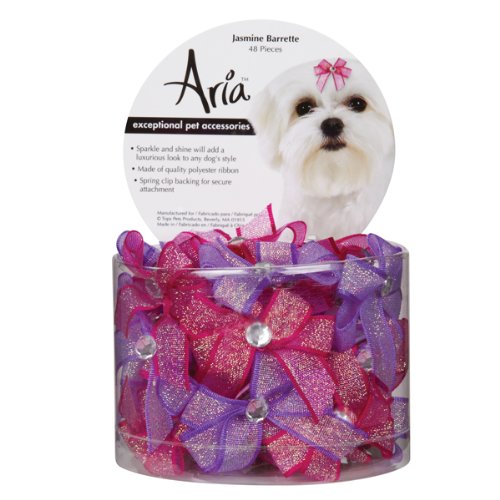 Aria Polyester Jasmine Dog Barrettes Canisters, 2-1/2-Inch, 48-Pack